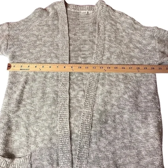 GAP Longline Boho Fringe Open Front Heather Gray Cardigan Sweater - Picture 11 of 11